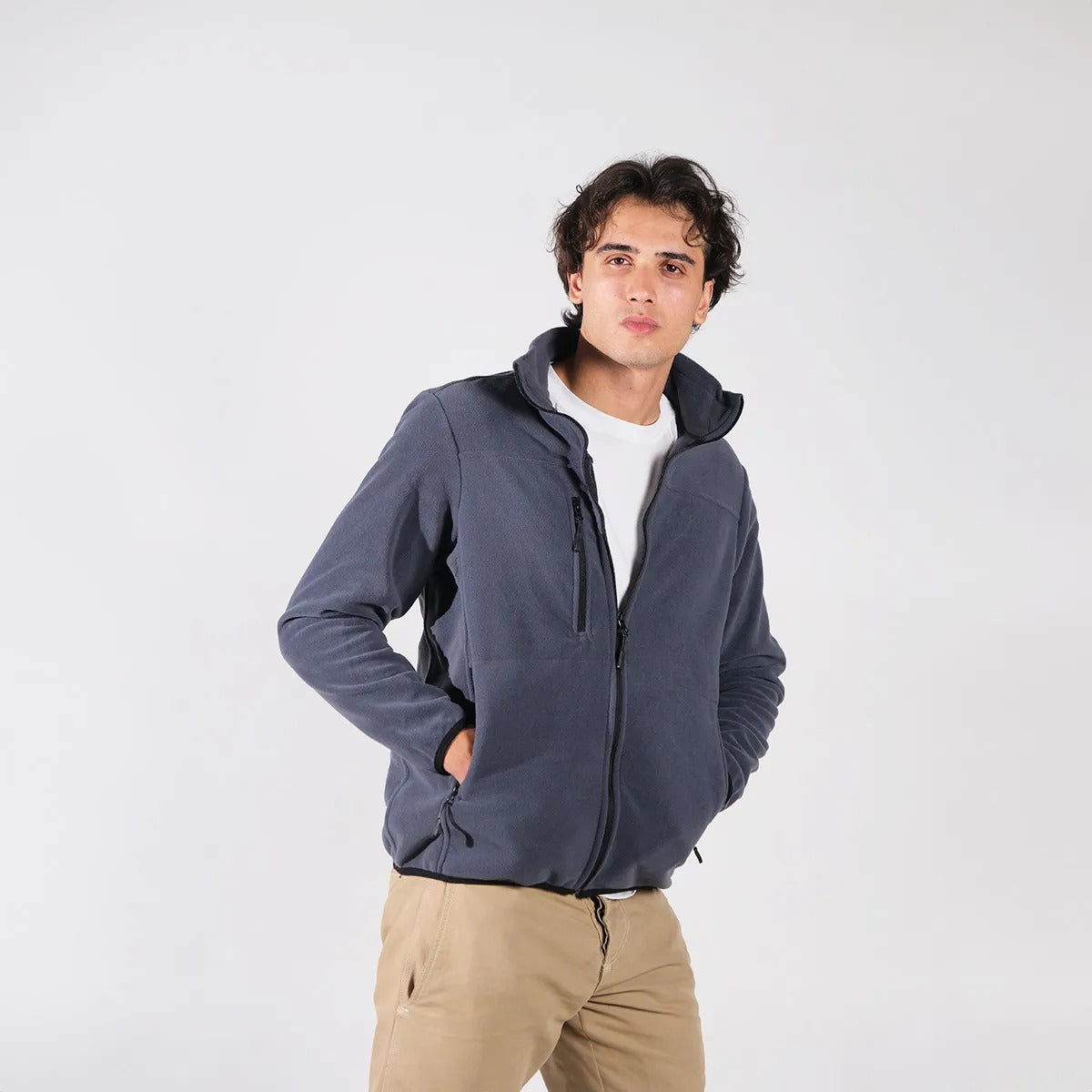 GREY FLAT POCKET DETAİLED ZİPPER FLEECE